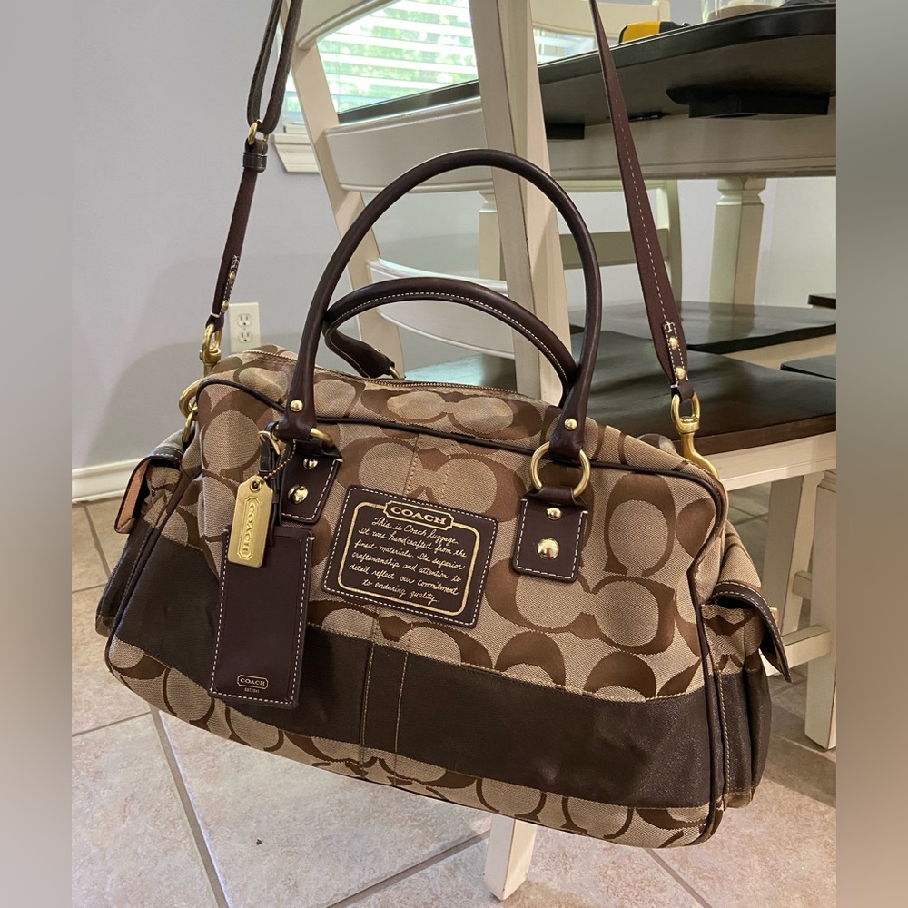 Coach Signature Stripe Boston Travel Duffle